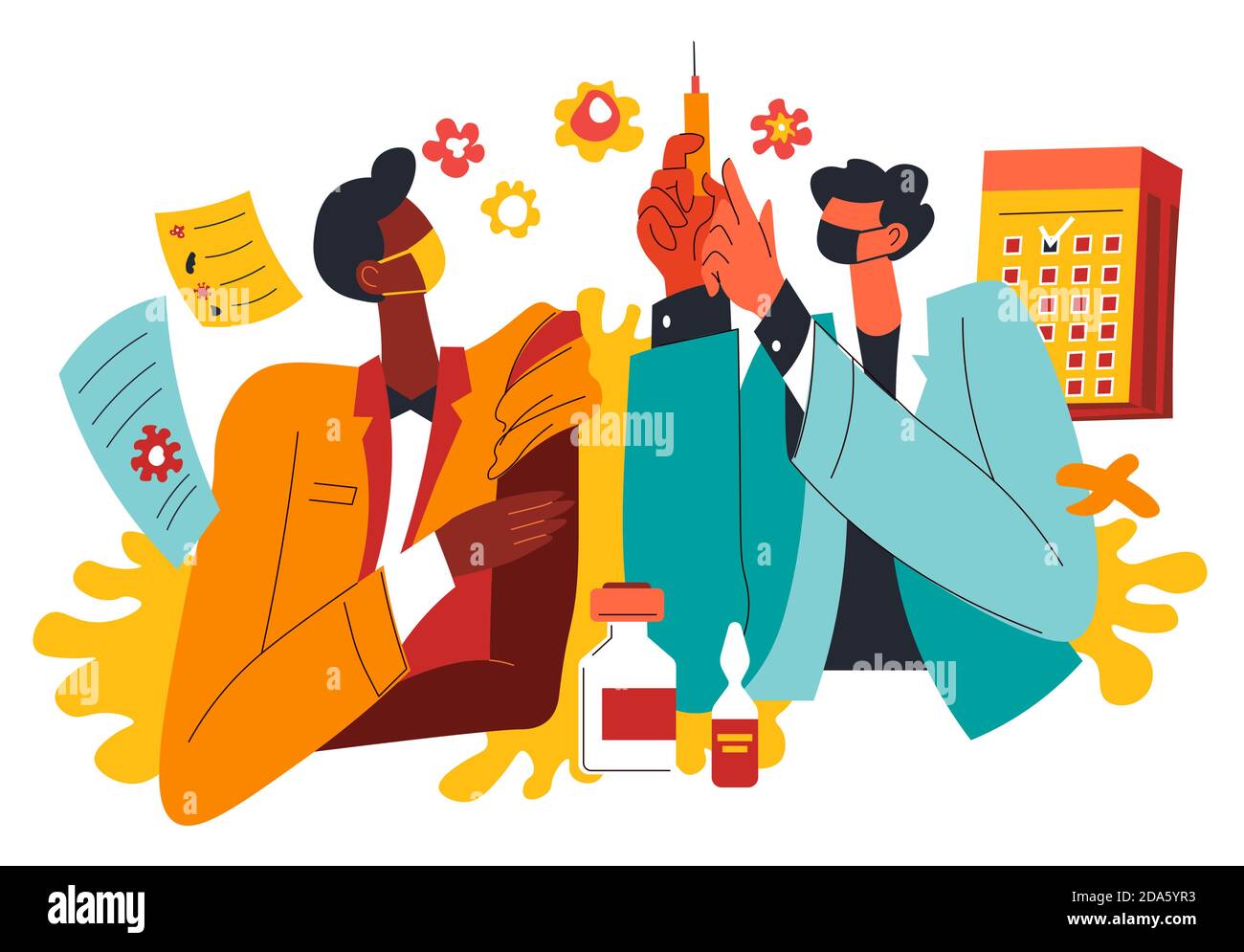 Scientists working on vaccine from sickness vector Stock Vector
