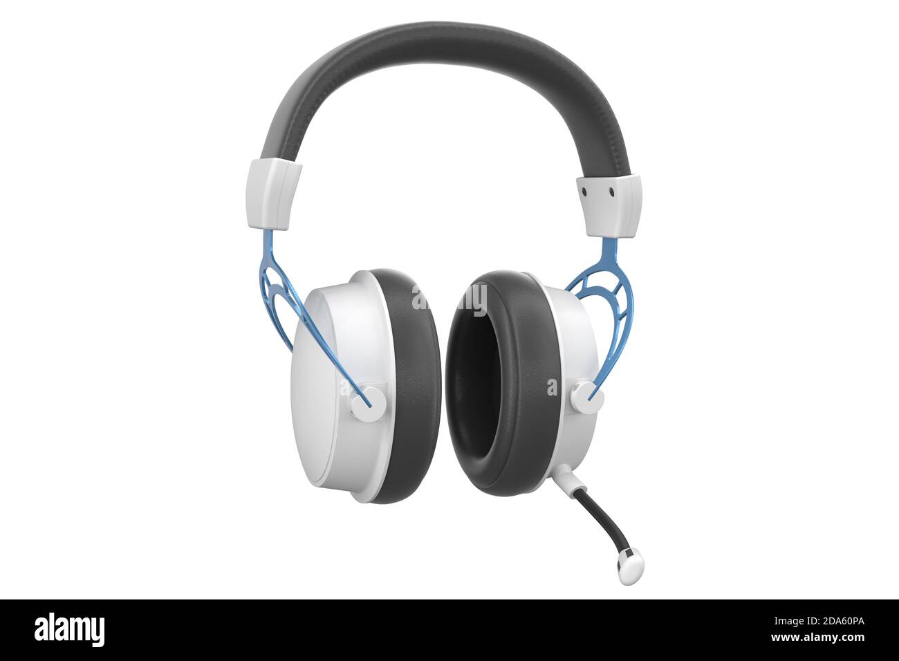 3D rendering of gaming headphones with microphone on white background with clipping path. Concept of cloud gaming and game streaming services Stock Photo