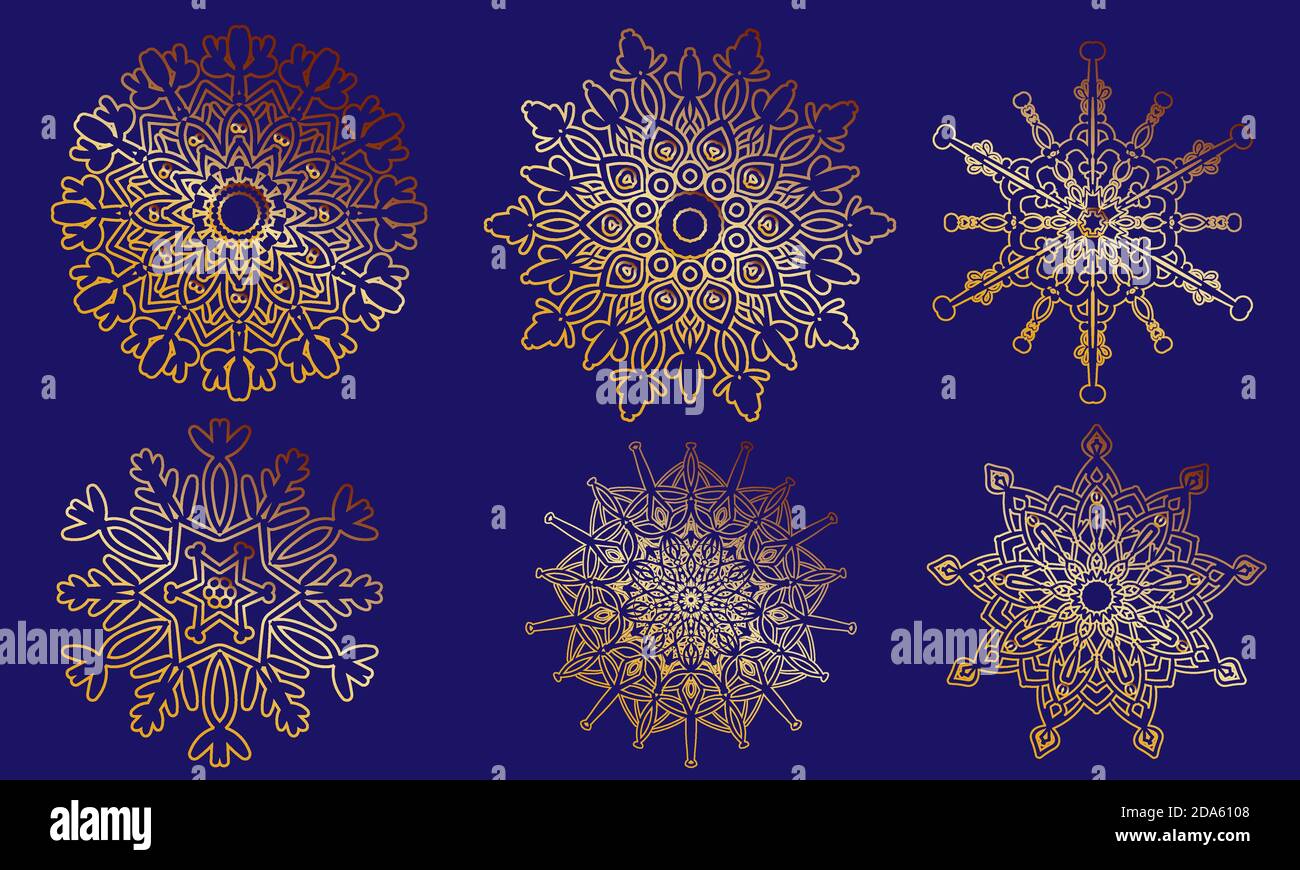 Set of winter gold snowflakes. Vector Stock Vector Image & Art - Alamy