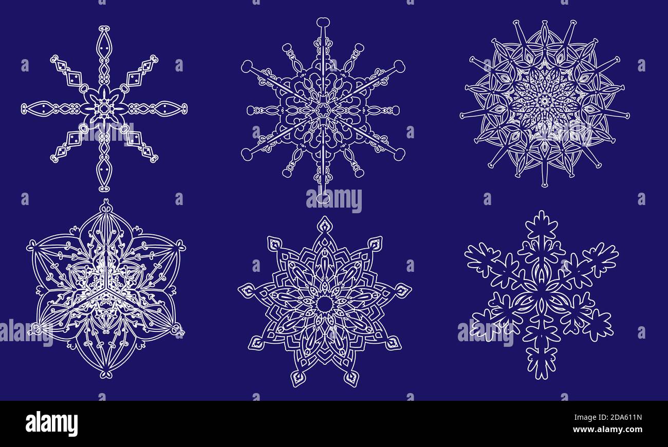 Set of winter white snowflakes. Vector Stock Vector Image & Art - Alamy