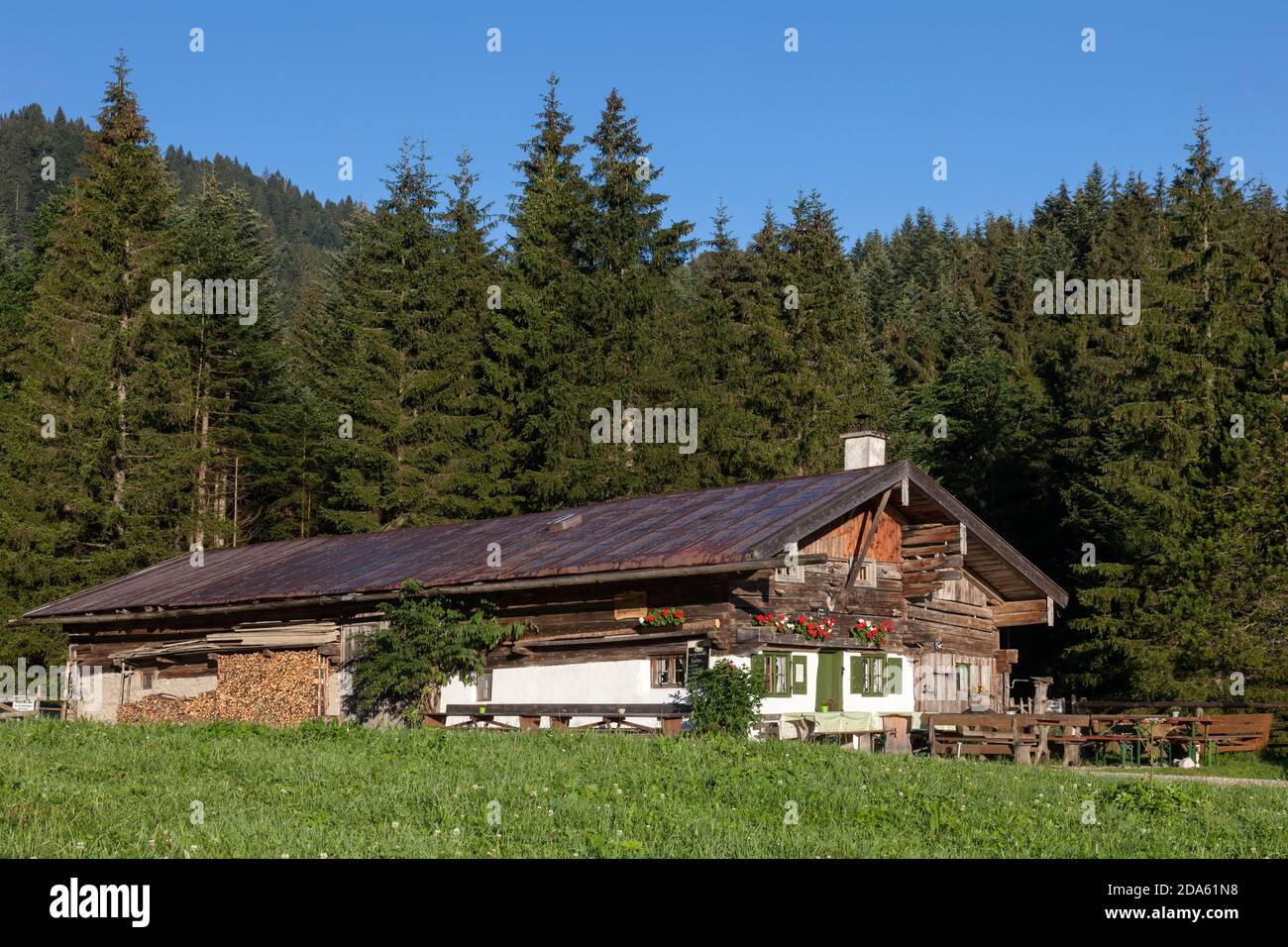 geography / travel, Germany, Bavaria, Lenggries, rearward Laengentalalm in the Laengental, Additional-Rights-Clearance-Info-Not-Available Stock Photo