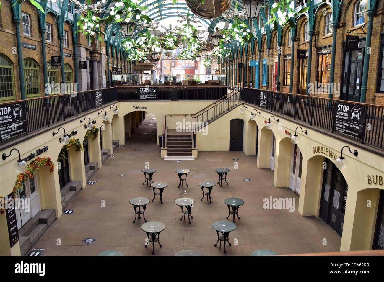 Closed and empty Covent Garden Market, London during the second
