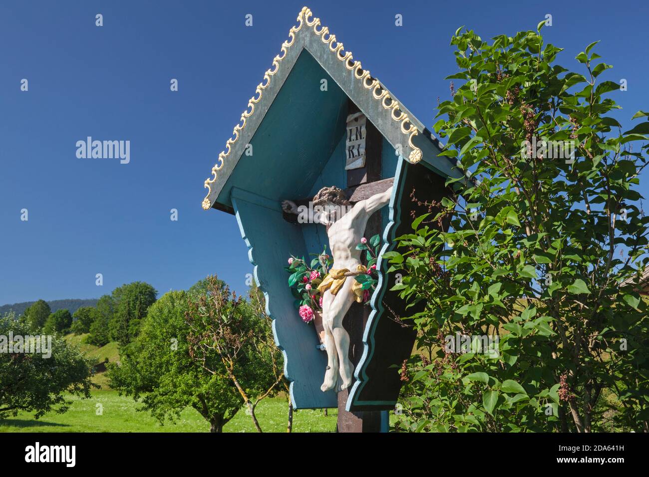 geography / travel, Germany, Bavaria, Lenggries, wayside cross in Lenggries, Additional-Rights-Clearance-Info-Not-Available Stock Photo