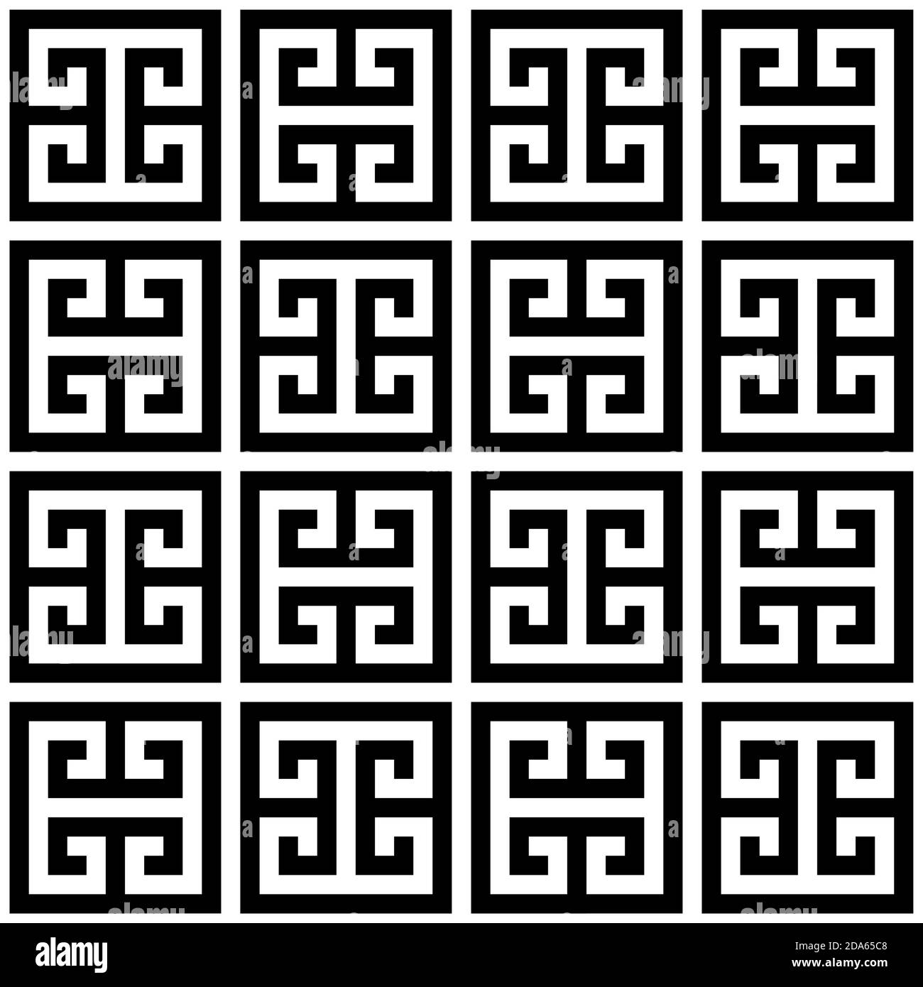 Greek key seamless vector geometric pattern inspired by ancient Greece pottery and ceramics art Stock Vector