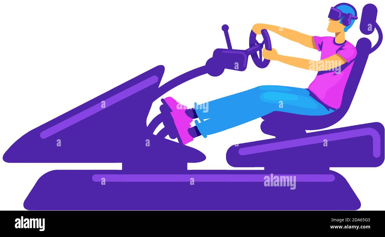 Arcade car racing flat color vector faceless character Stock Vector