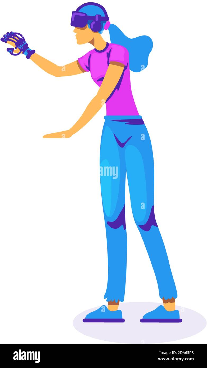VR innovative experience flat color vector faceless character Stock Vector