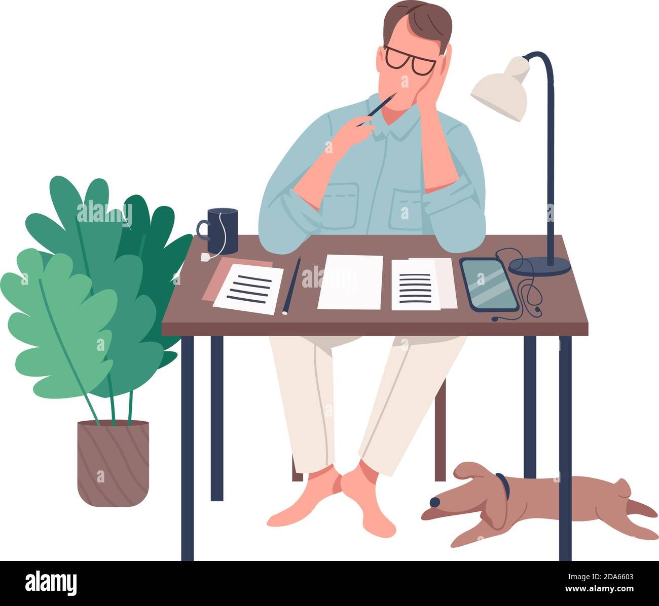 Freelance journalist flat color vector faceless character Stock Vector