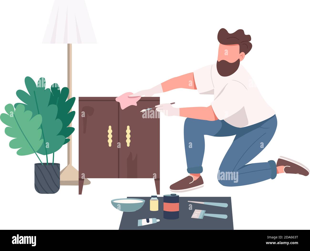 Craftsman flat color vector faceless character Stock Vector