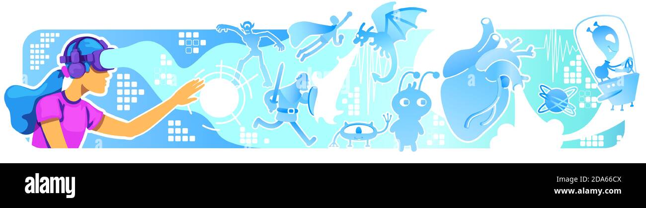 Augmented reality experience 2D vector web banner, poster Stock Vector