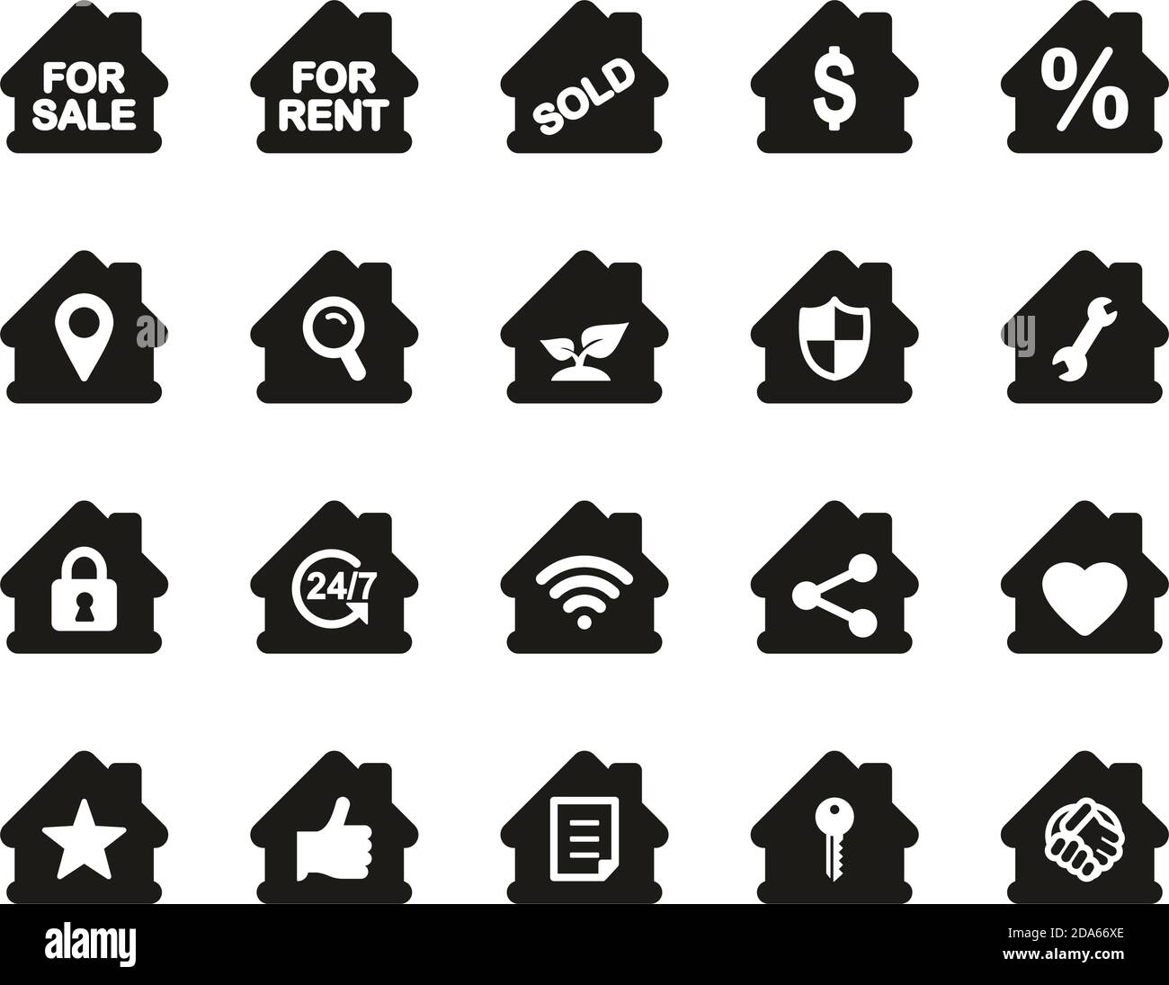 Real Estate Icons Black & White Set Big Stock Vector Image & Art - Alamy
