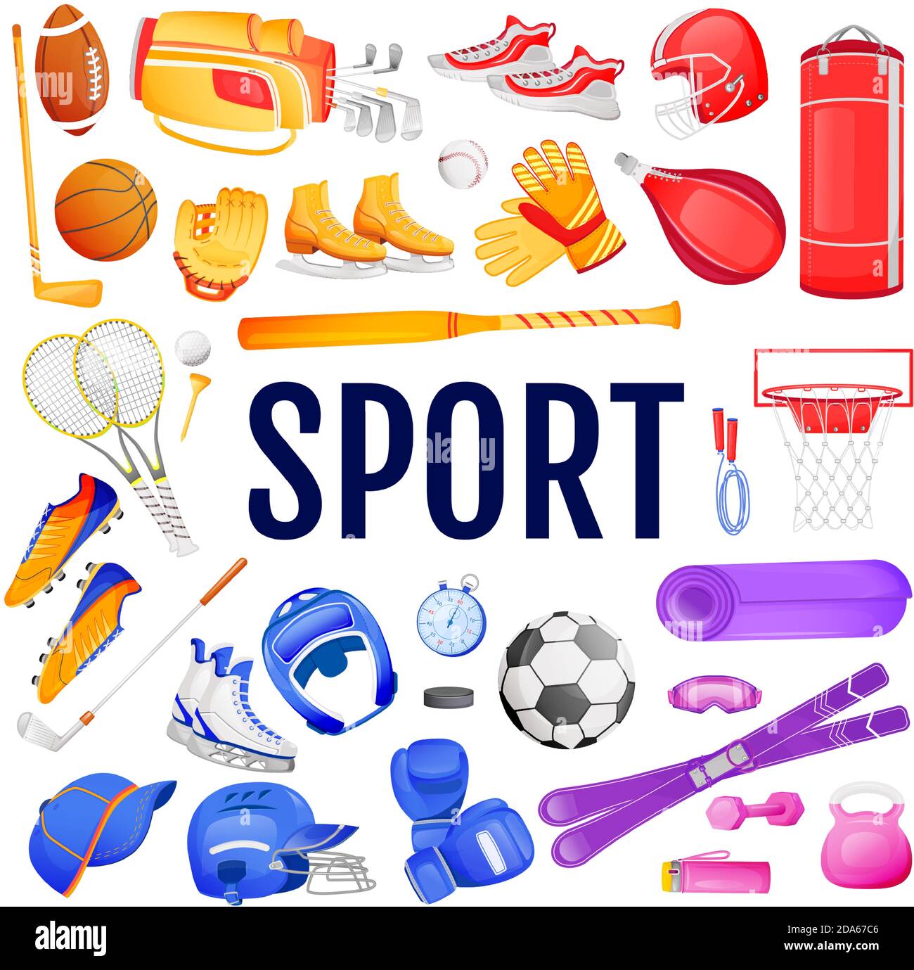 Sport flat color vector objects set Stock Vector