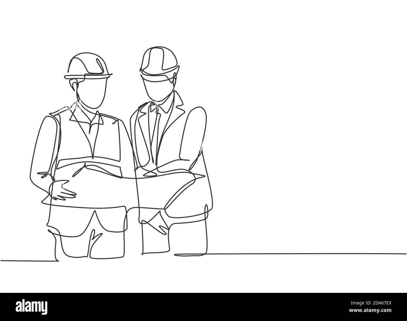 One single line drawing of young manager listening construction concept ...