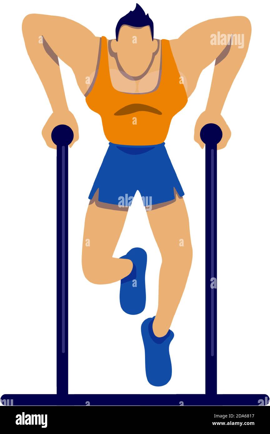 Athlete on bar flat color vector faceless character Stock Vector