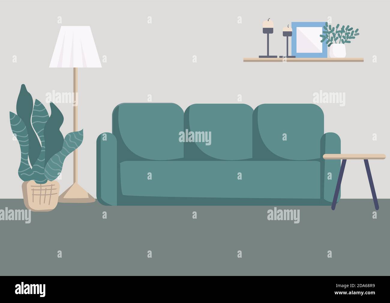 Modern living room interior flat color vector illustration Stock Vector ...