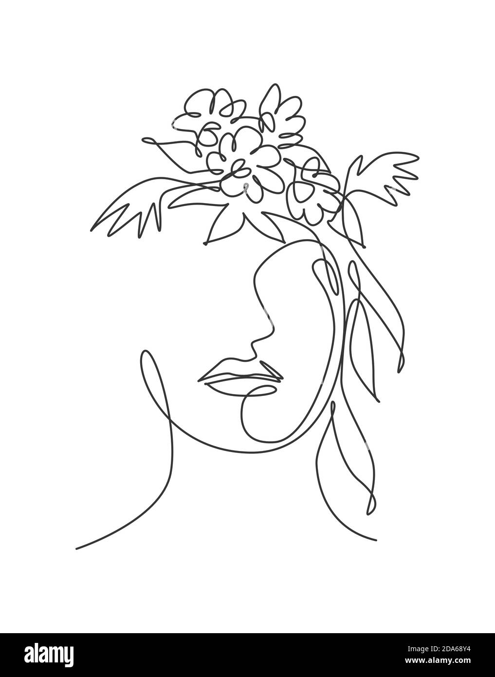 One Single Line Drawing Beauty Abstract Face With Natural Flowers Vector Illustration Woman Portrait Minimalistic Style Concept For Wall Art Decor Stock Vector Image Art Alamy One Single Line Drawing Beauty Abstract Face With Natural Flowers Vector Illustration Woman Portrait Minimalistic Style Concept For Wall Art Decor Stock Vector Image Art Alamy