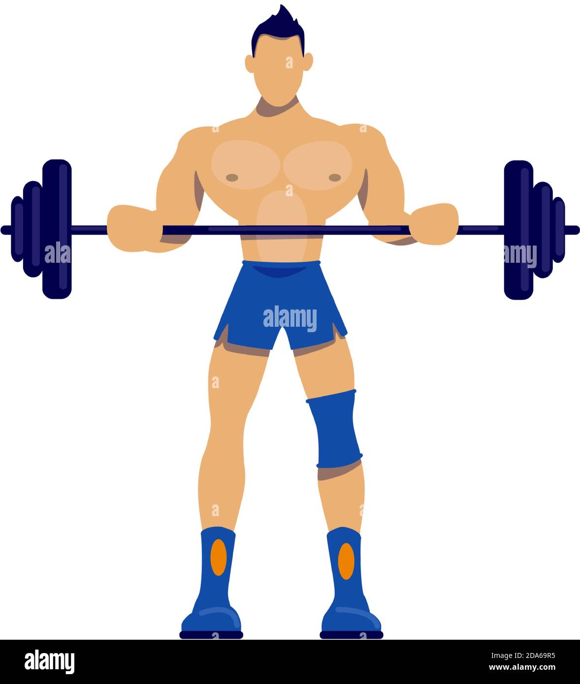 Athlete with barbell flat color vector faceless character Stock Vector