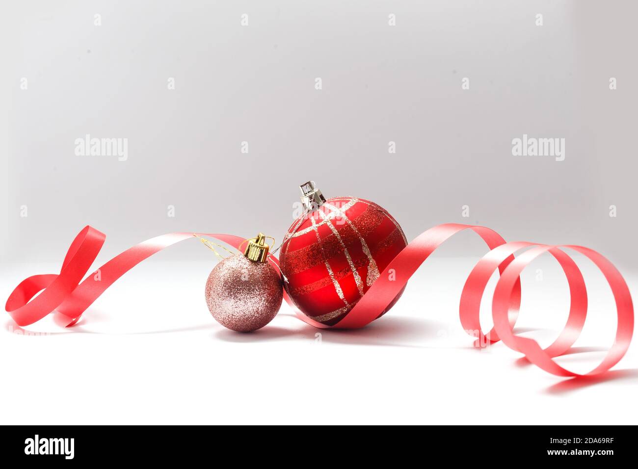 christmas decoration ball with ribbon bow isolated on white background ...
