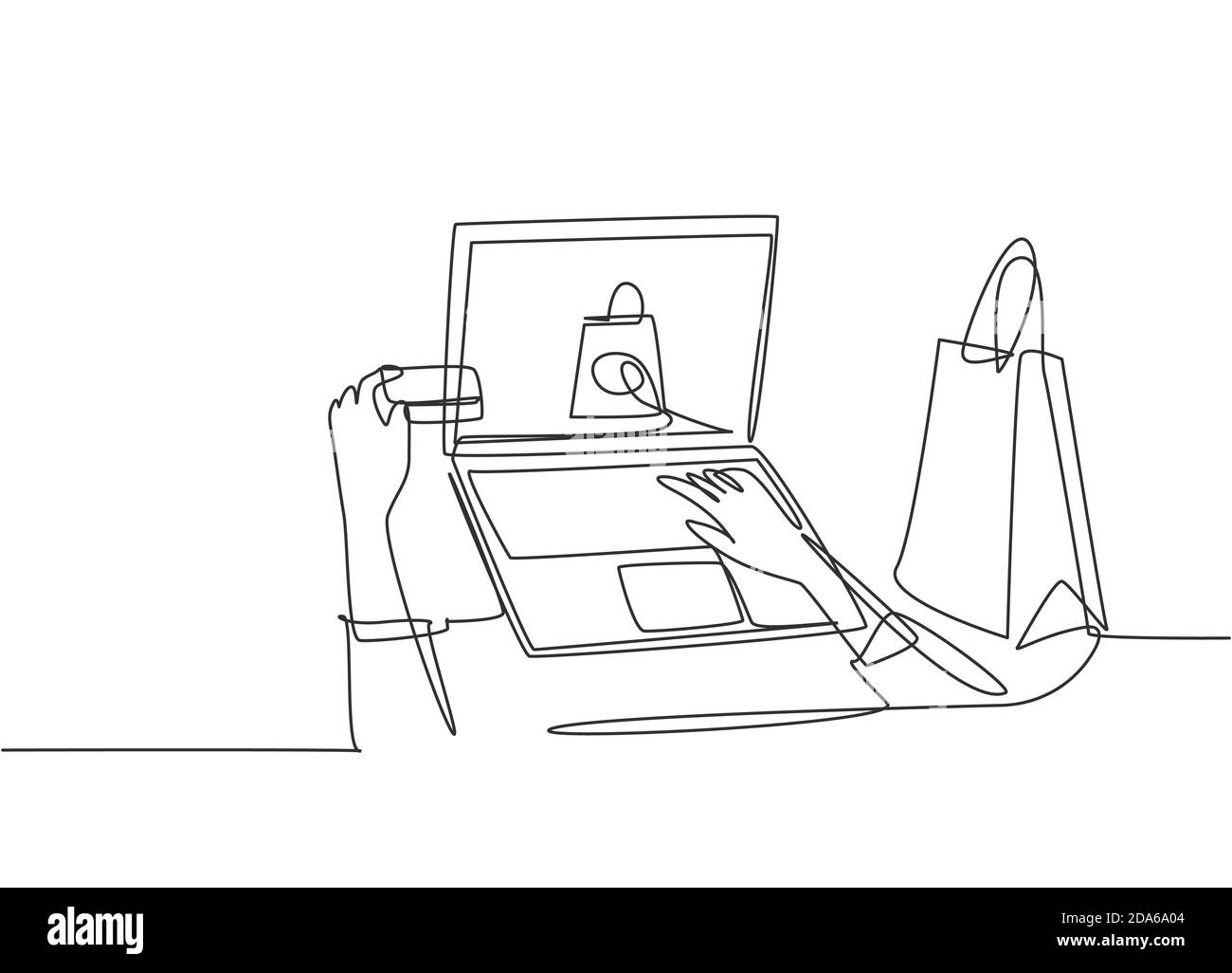 Continuous one line drawing young female with laptop sitting on open big  book. Freelance, distance learning, online courses, and studying concept.  Single line draw design vector graphic illustration 4482362 Vector Art at