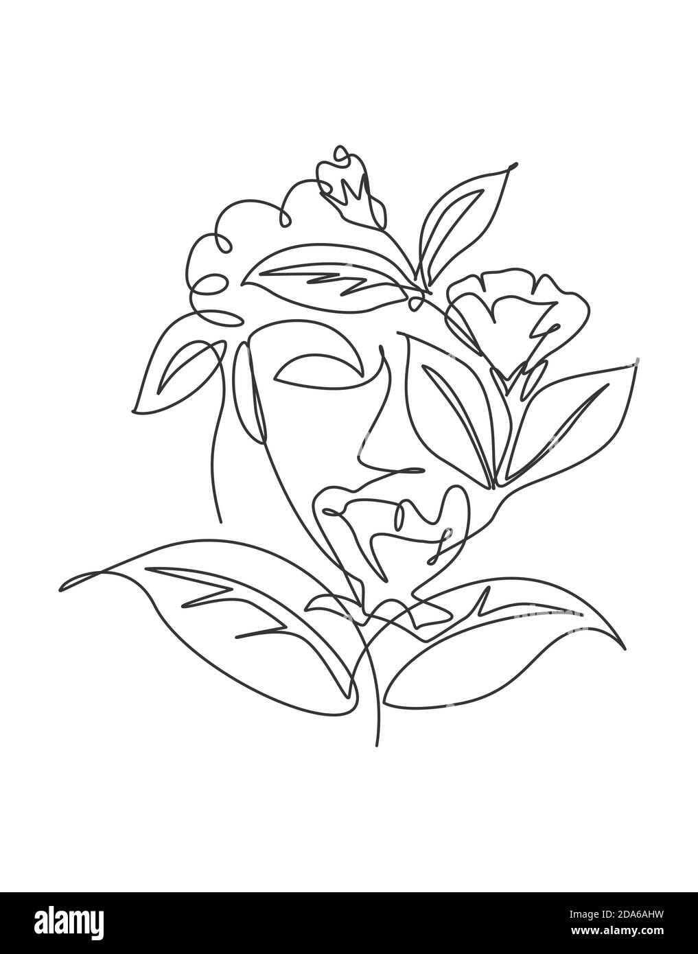One continuous line drawing minimalist beauty nature cosmetic hairstyle ...