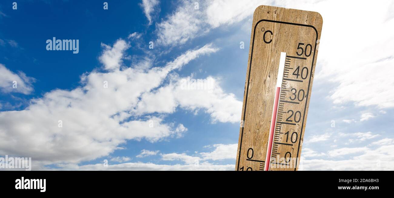 thermometer on the background of nature sky Stock Photo - Alamy
