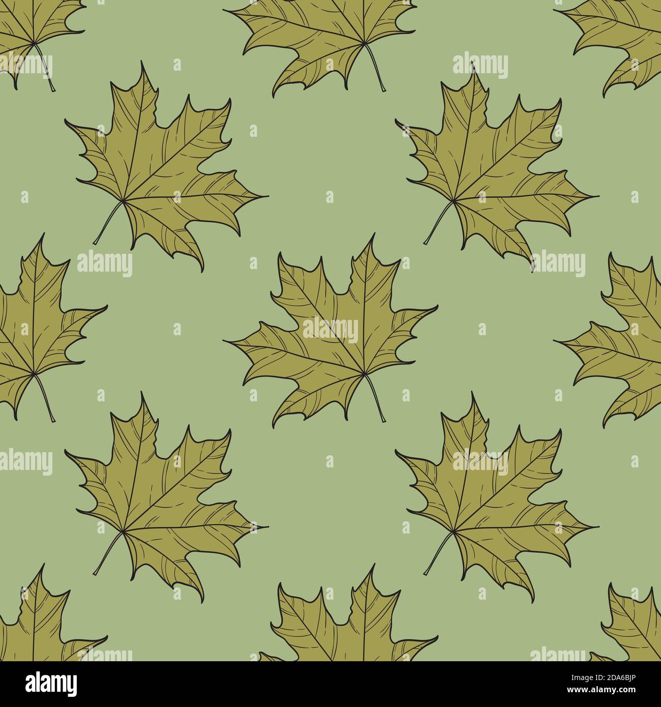 Maple leaves seamless repeat pattern background vector. Line art ...