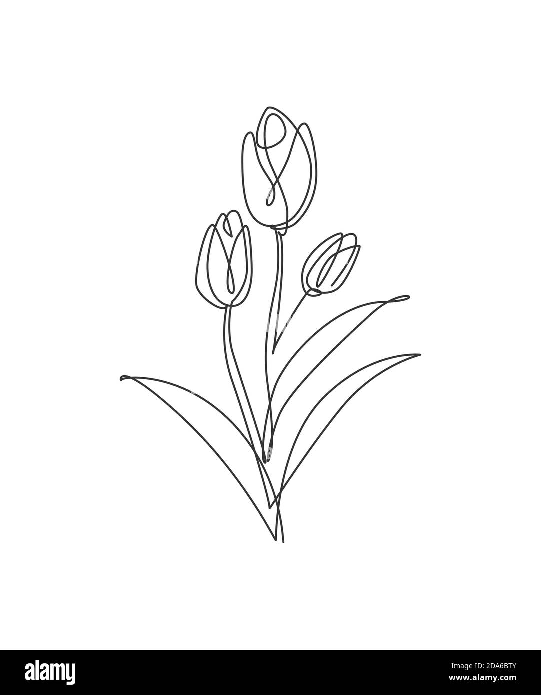 One single line drawing beauty tulip flower vector illustration ...
