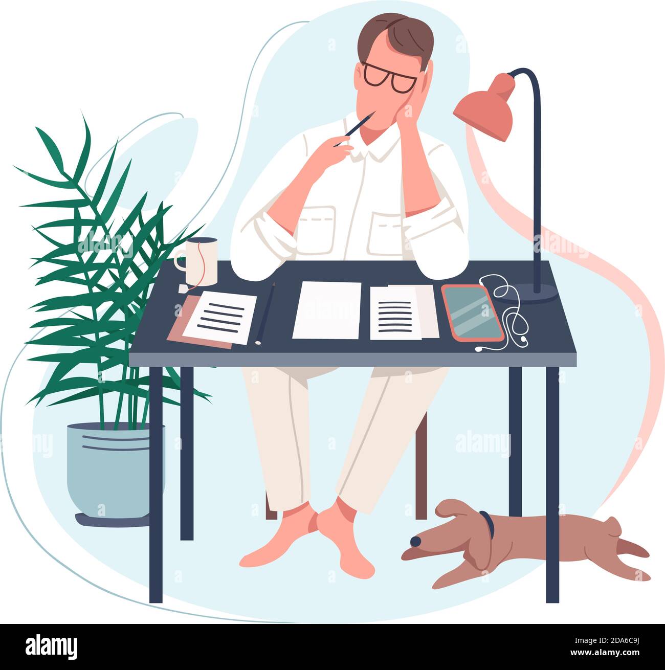 Freelance writer flat color vector faceless character Stock Vector