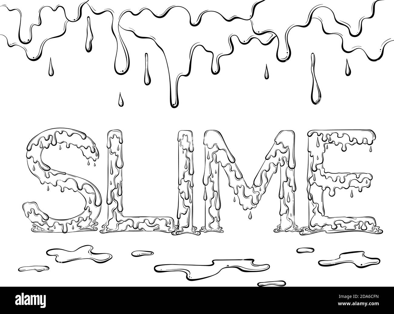 Lettering dripping word Slime. Vector illustration isolated on white  background. Design for coloring book page in hand drawn style. Words for  print, banners, posters, books Stock Vector Image & Art - Alamy