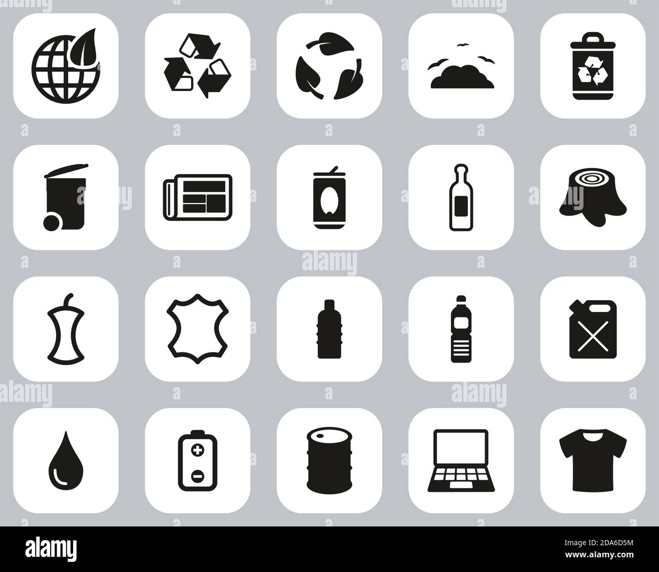 Recycling Or Upcycling Icons Black & White Flat Design Set Big Stock Vector