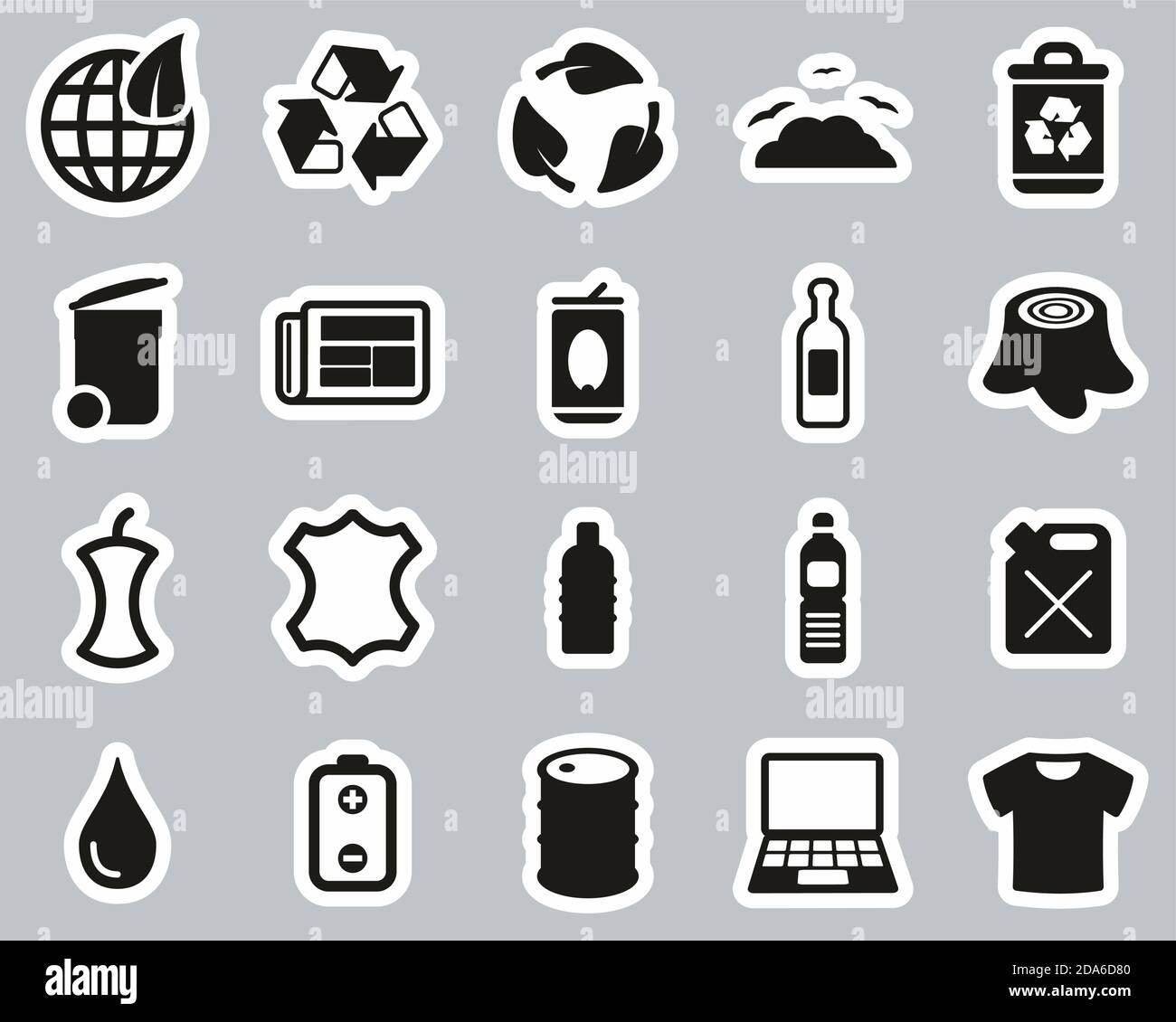 Recycling Or Upcycling Icons Black & White Sticker Set Big Stock Vector  Image & Art - Alamy