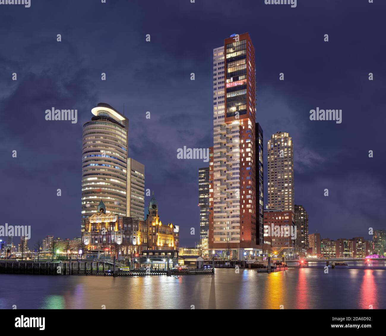 Modern apartment building at Kop van Zuid, a redeveloped industrial docklands area in Rotterdam