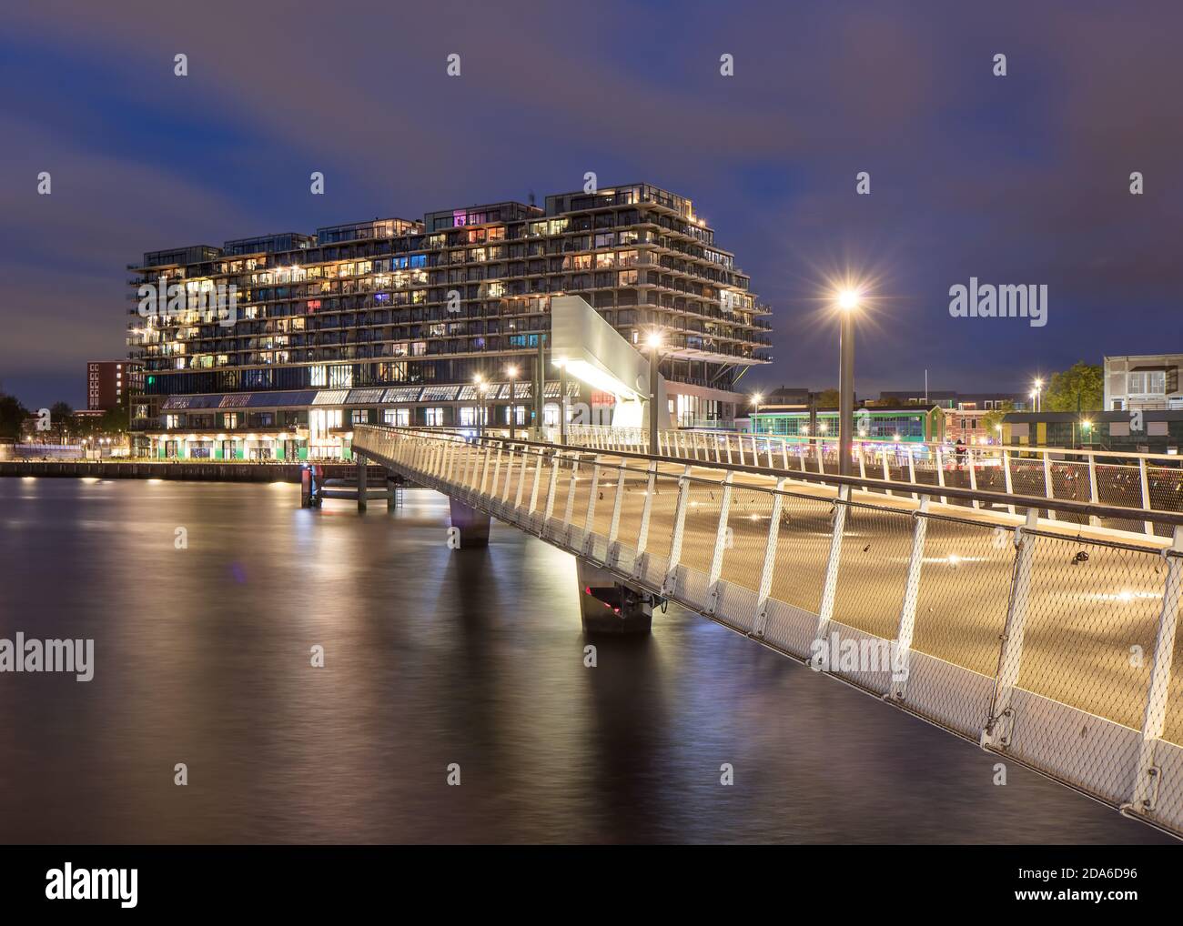 Modern apartment building at Kop van Zuid, a redeveloped industrial docklands area in Rotterdam