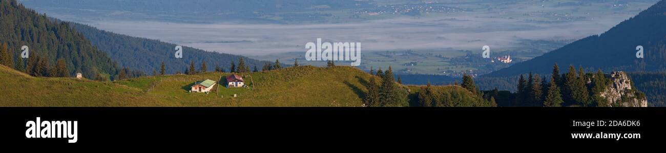 geography / travel, Germany, Bavaria, Lenggries, view from Brauneck on Tennenalm and Alpine Foothills , Additional-Rights-Clearance-Info-Not-Available Stock Photo