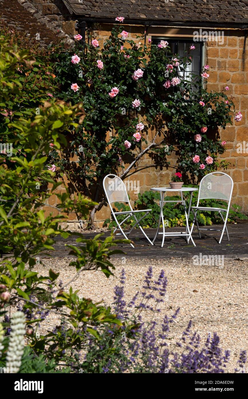 Seating in English Garden,England,Europe Stock Photo