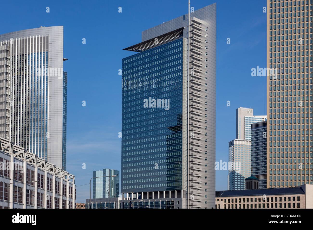 geography / travel, Germany, Hesse, Frankfurt on the Main, multi-storey building in the banking distri, Additional-Rights-Clearance-Info-Not-Available Stock Photo