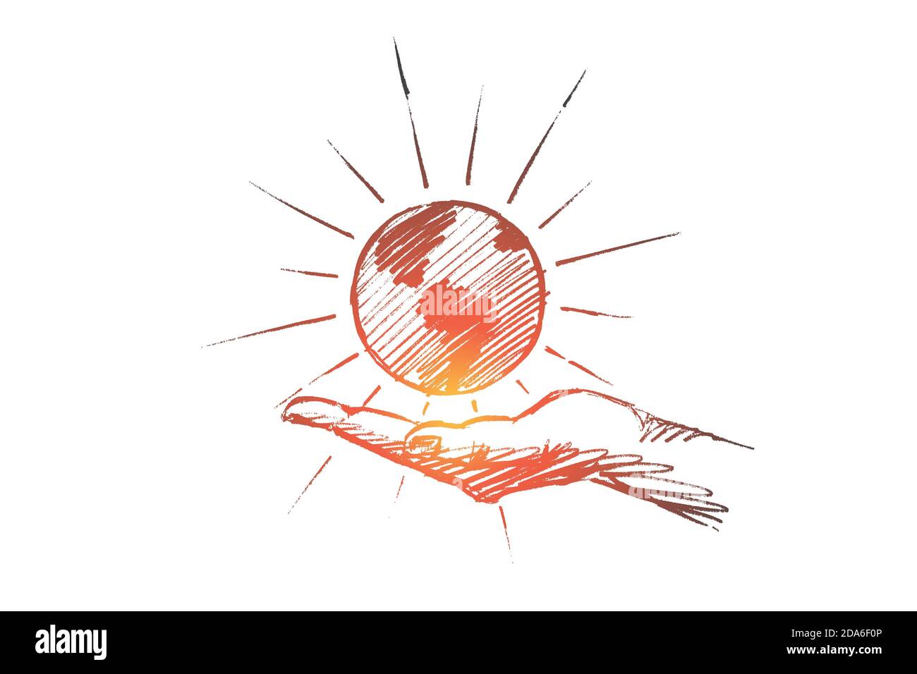Hand drawn globe on palm vector concept Stock Vector