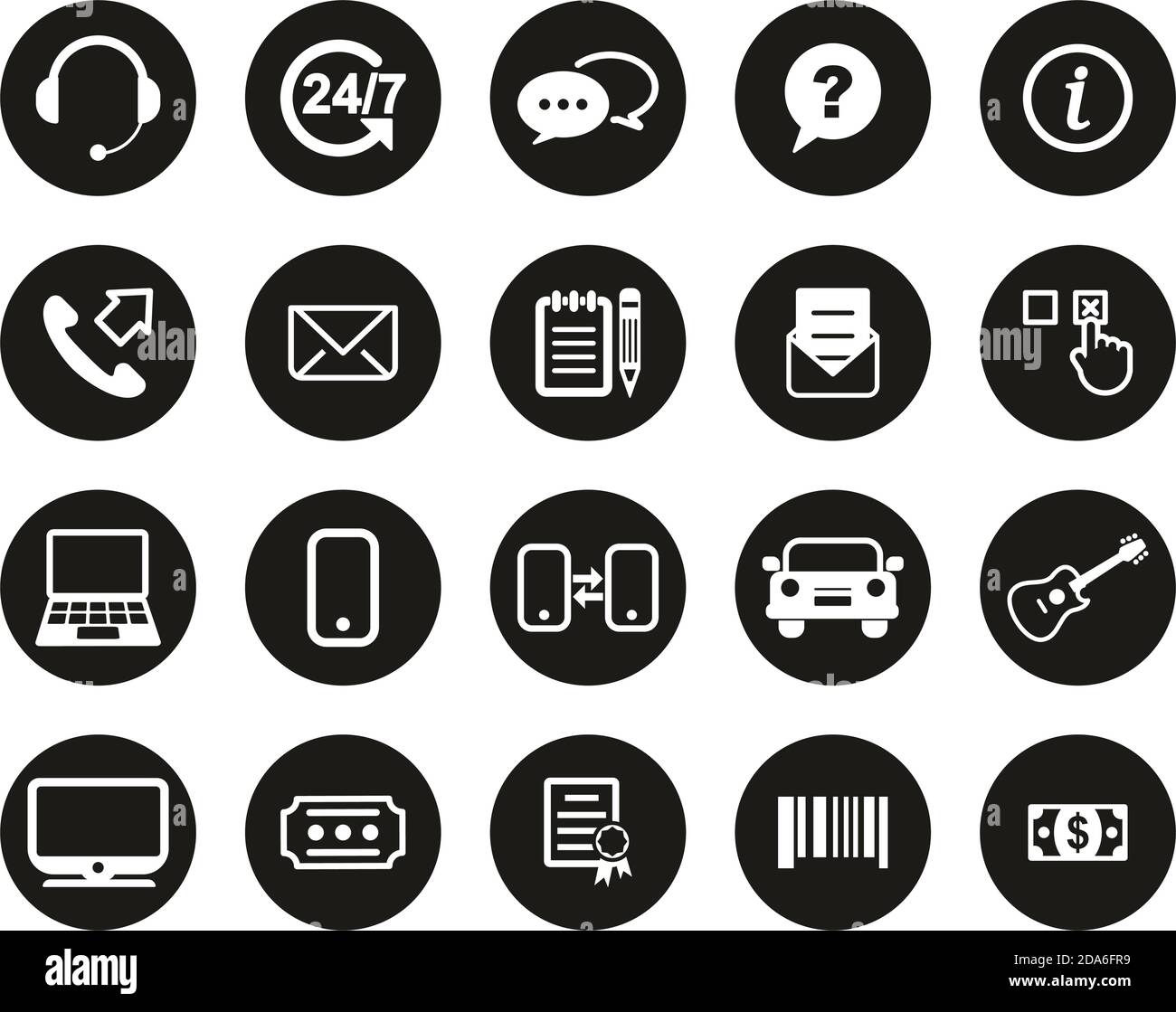 Replacement Or Exchange Icons White On Black Flat Design Circle Set Big ...