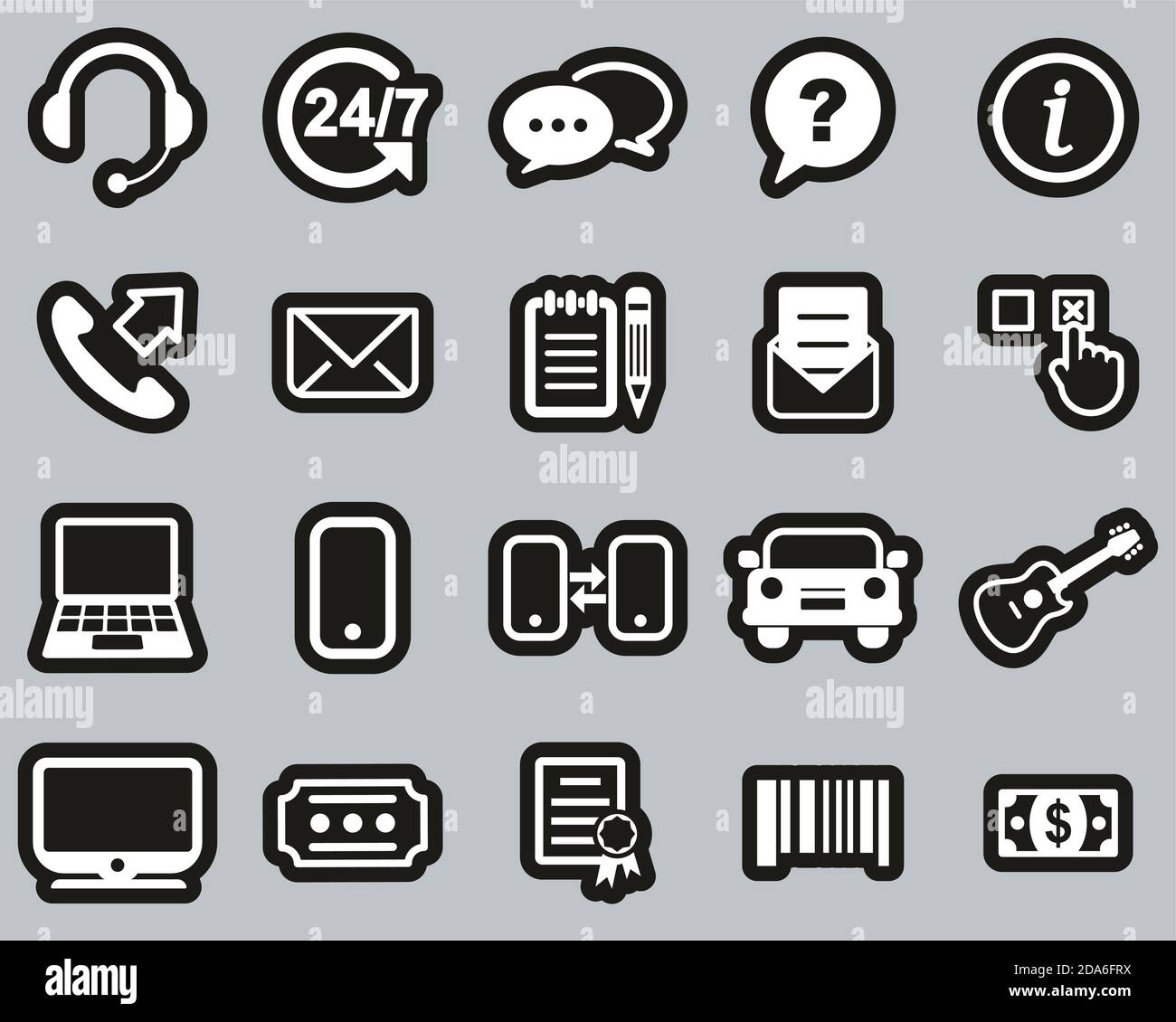 Replacement Or Exchange Icons White On Black Sticker Set Big Stock ...