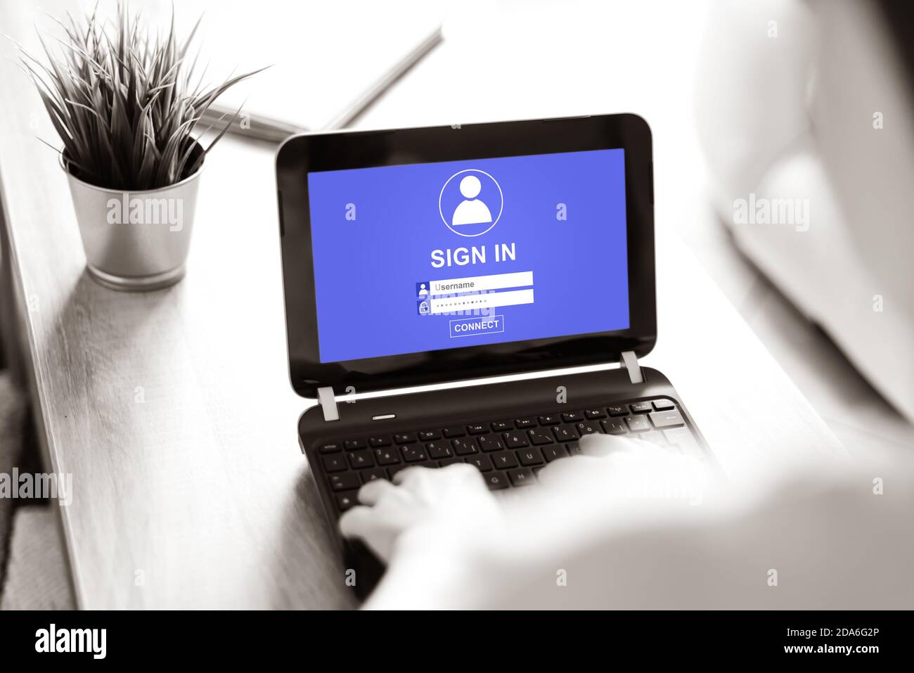 Laptop screen displaying a sign in concept Stock Photo - Alamy