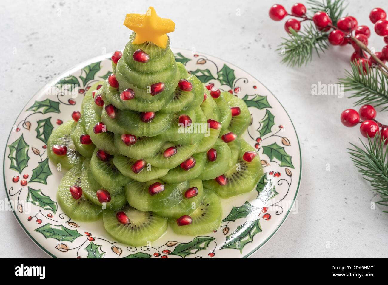 Christmas tree fruit salad Stock Photo Alamy