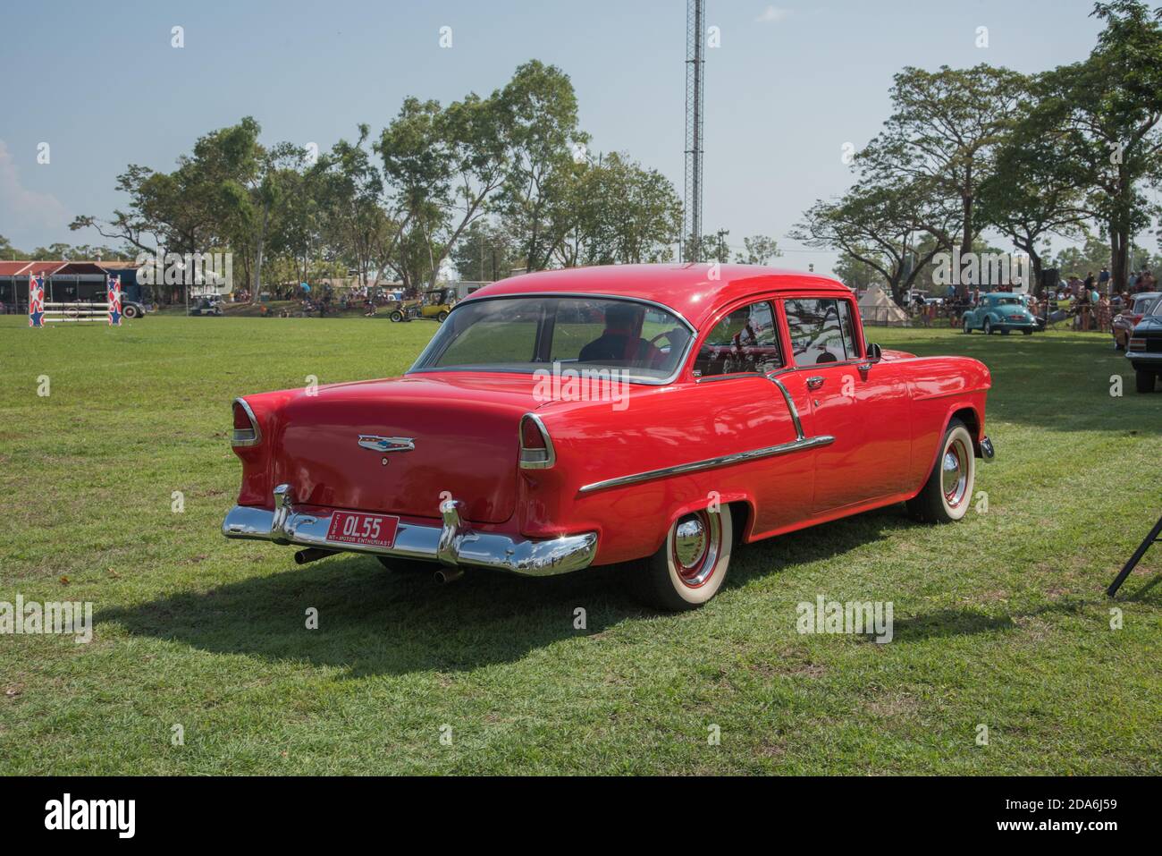 Darwin, NT, Australia-July 27,2018: Vintage red Chevy Bel-air at parade at the Darwin Show in the NT of Australia Stock Photo