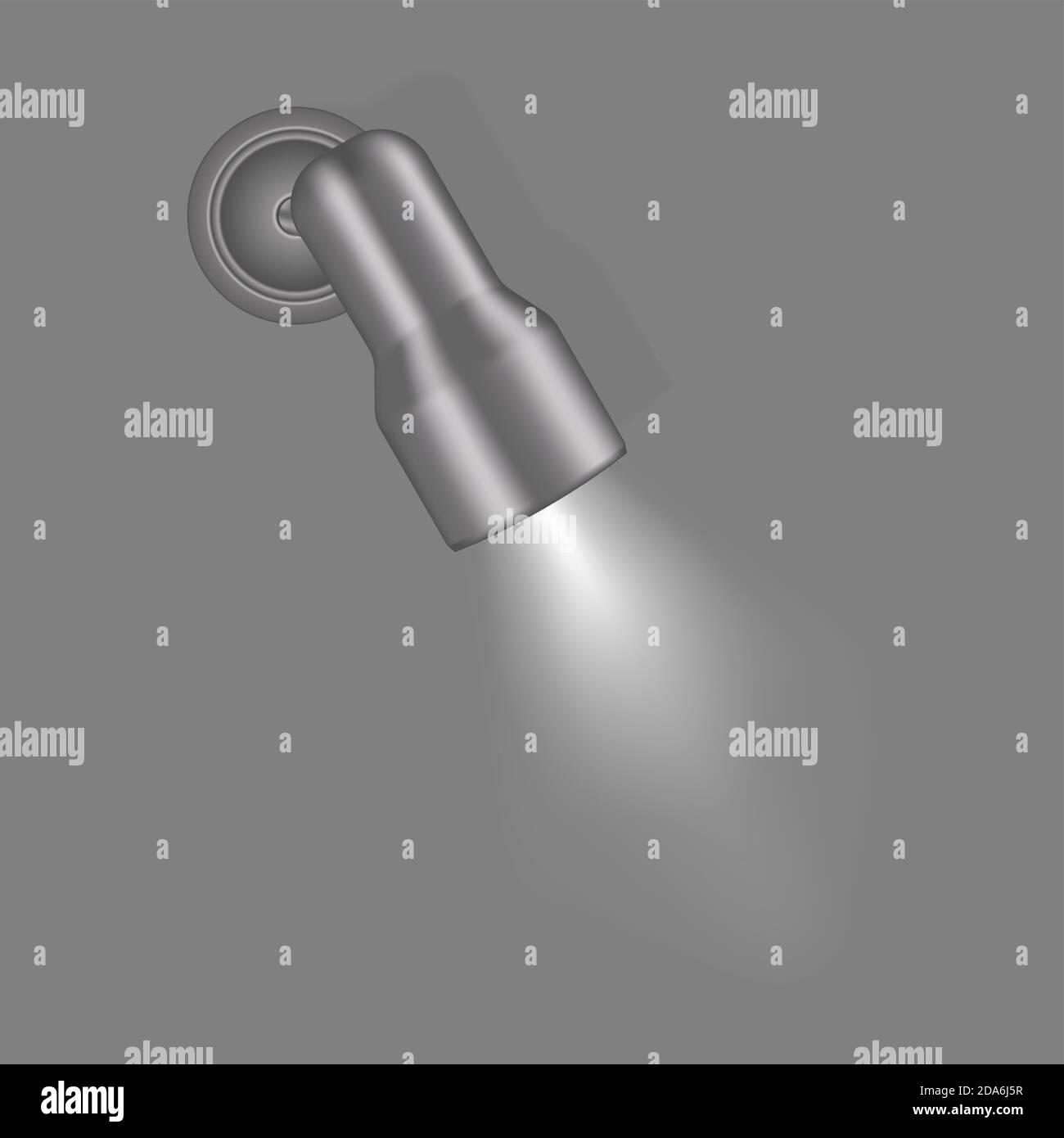 Modern spot light. Interior wall spotlight. Metal silver gray lamp. Realistic vector