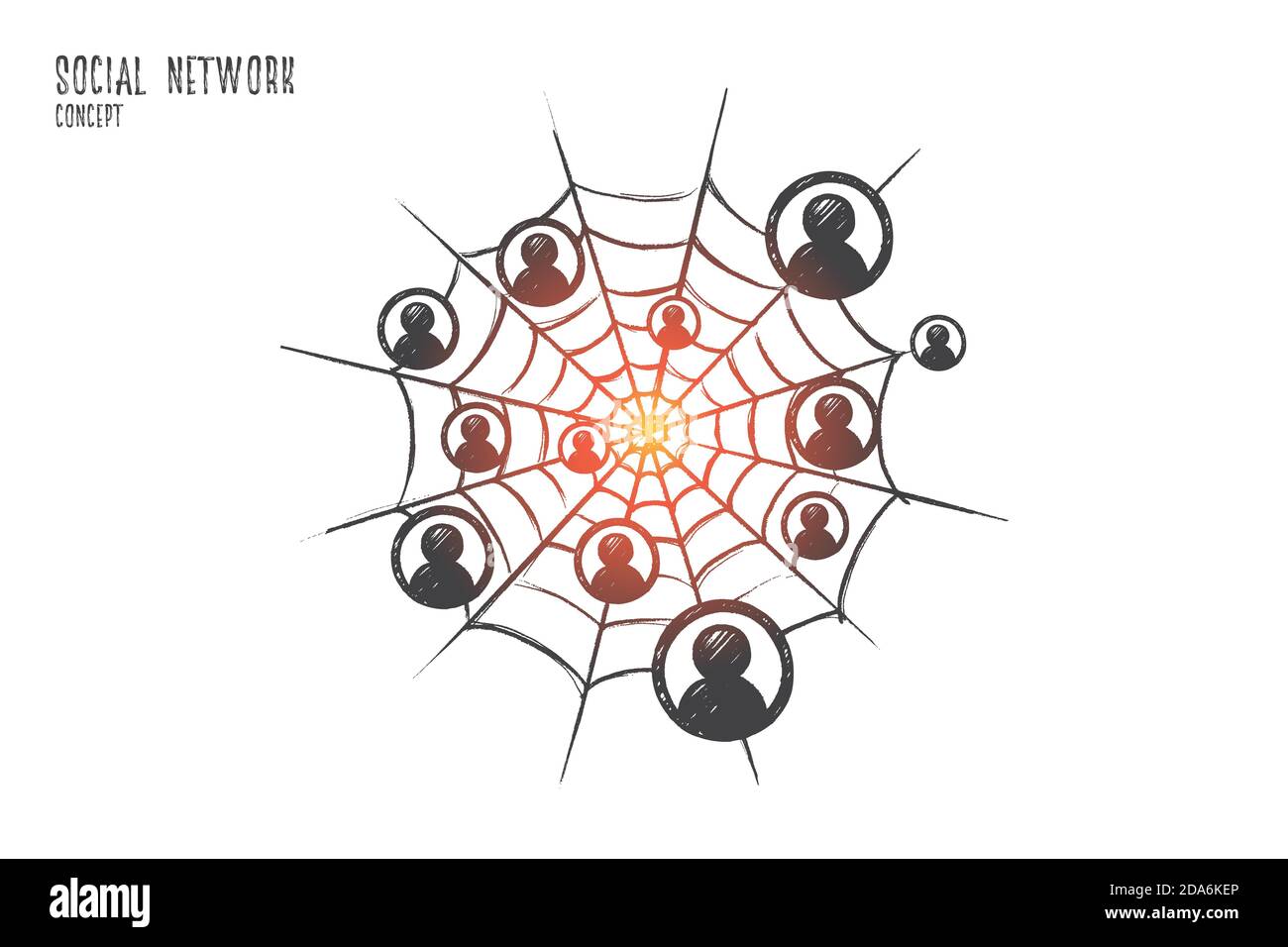Social network concept. Hand drawn isolated vector. Stock Vector