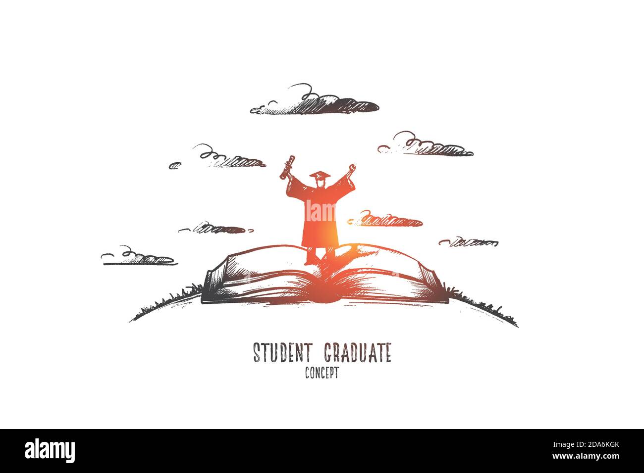 Graduated Student Vector Student graduate concept. Hand drawn isolated vector Stock Vector Image ...