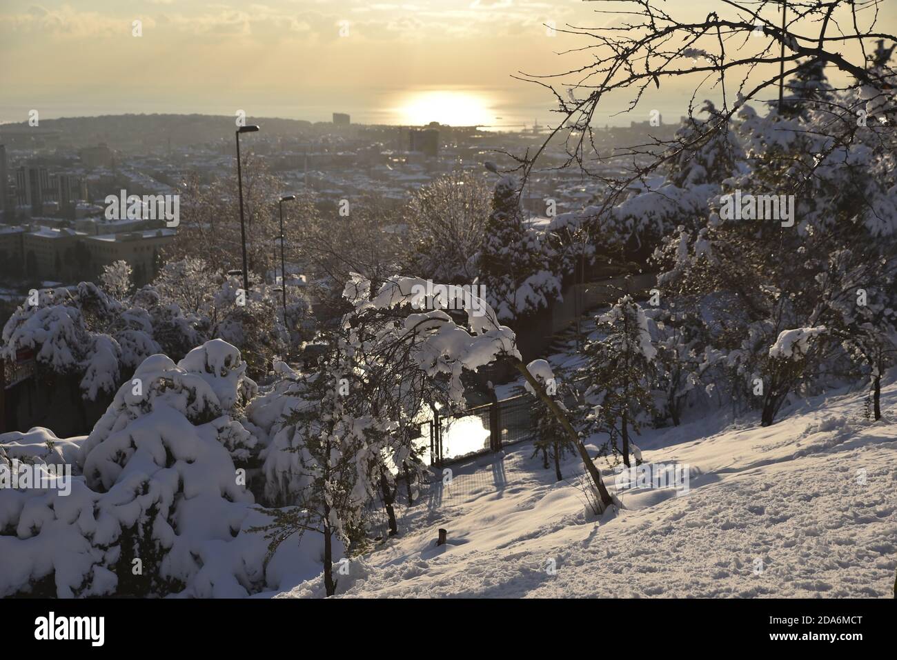 Snowy winter landscape at Istanbul Stock Photo
