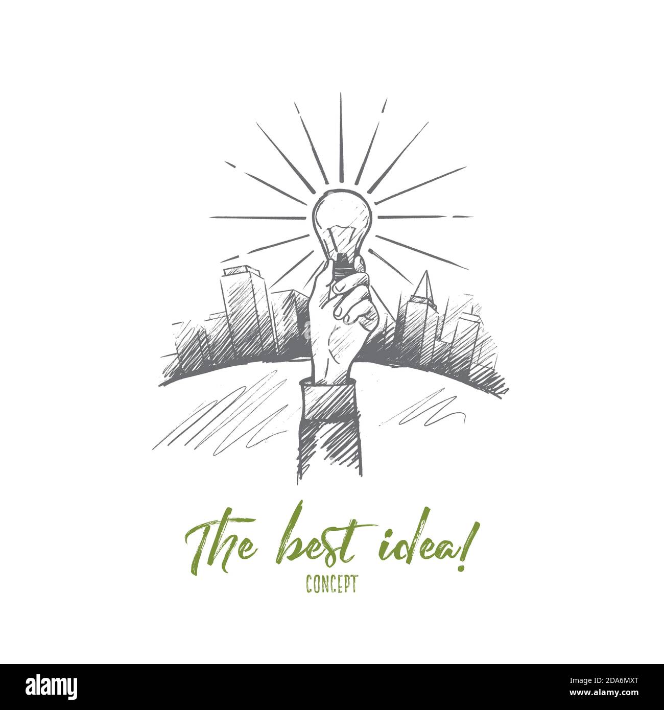 The best idea concept. Hand drawn isolated vector Stock Vector