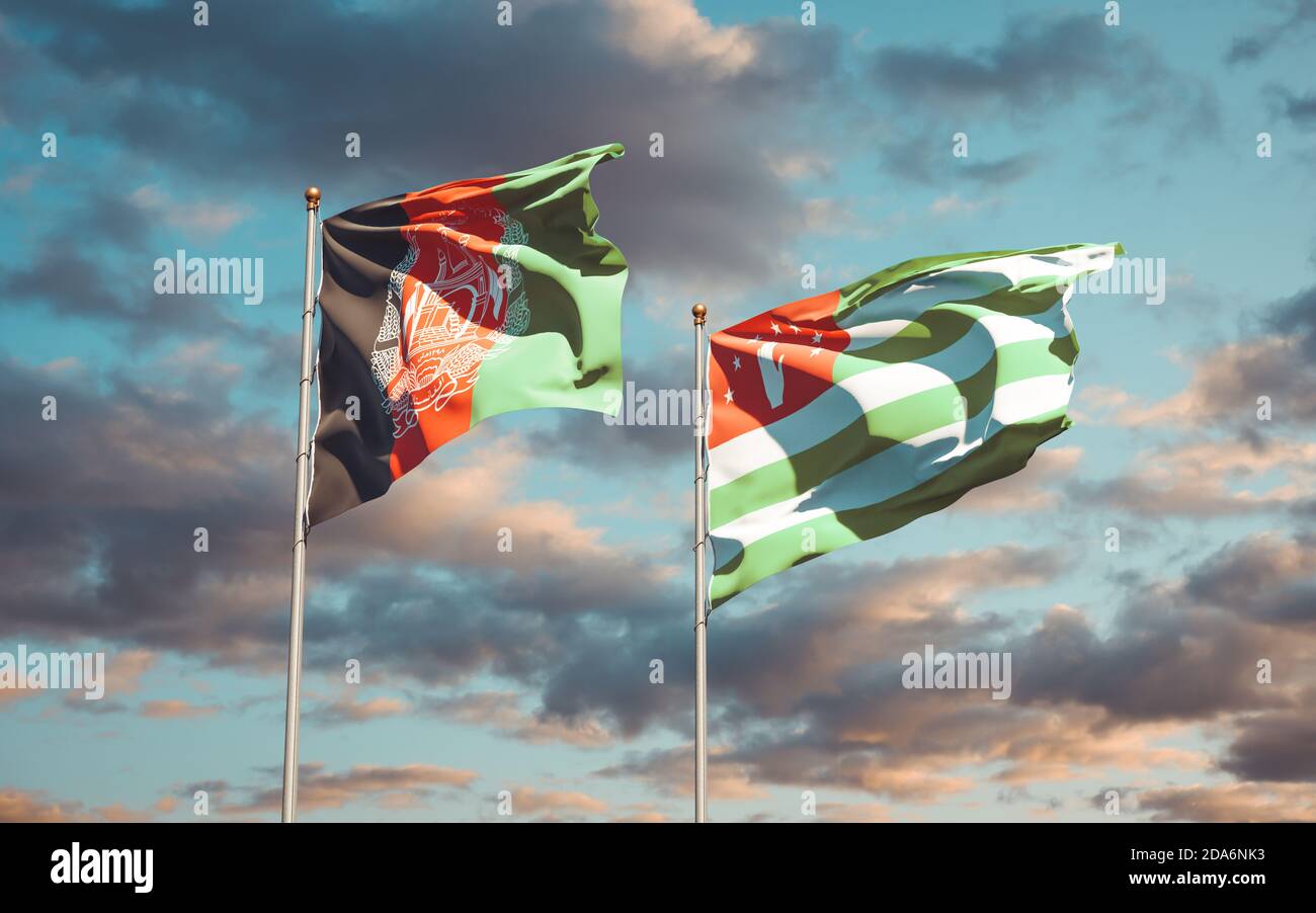 Beautiful national state flags of Abkhazia and Afghanistan together at ...