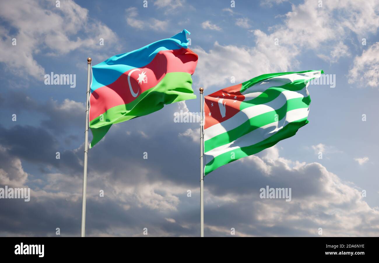 Beautiful national state flags of Abkhazia and Azerbaijan together at ...