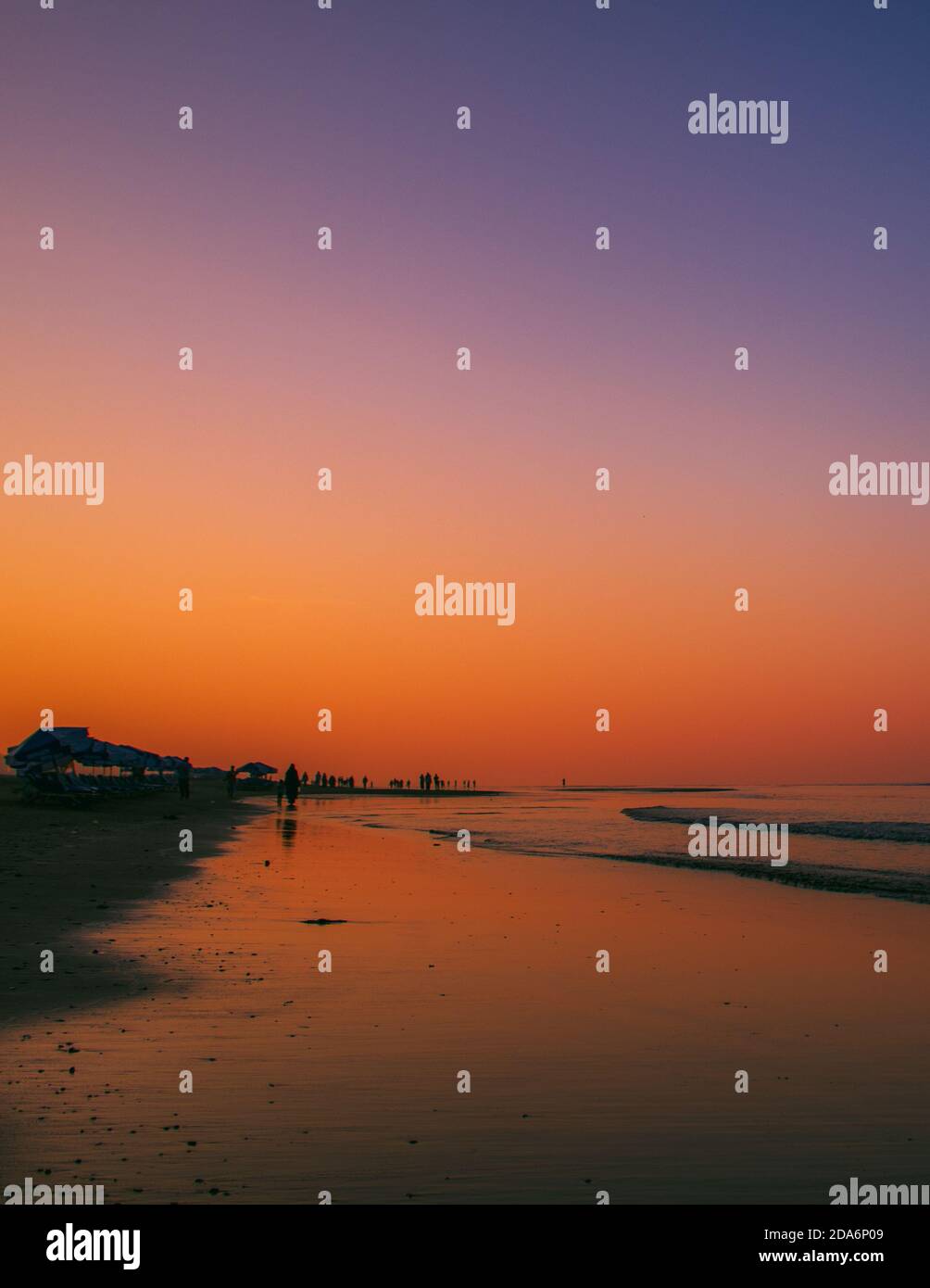 A beautiful landscape view of sunrise in Cox's Bazar Sea Beach. World longest sea beach Cox's Bazar. Stock Photo
