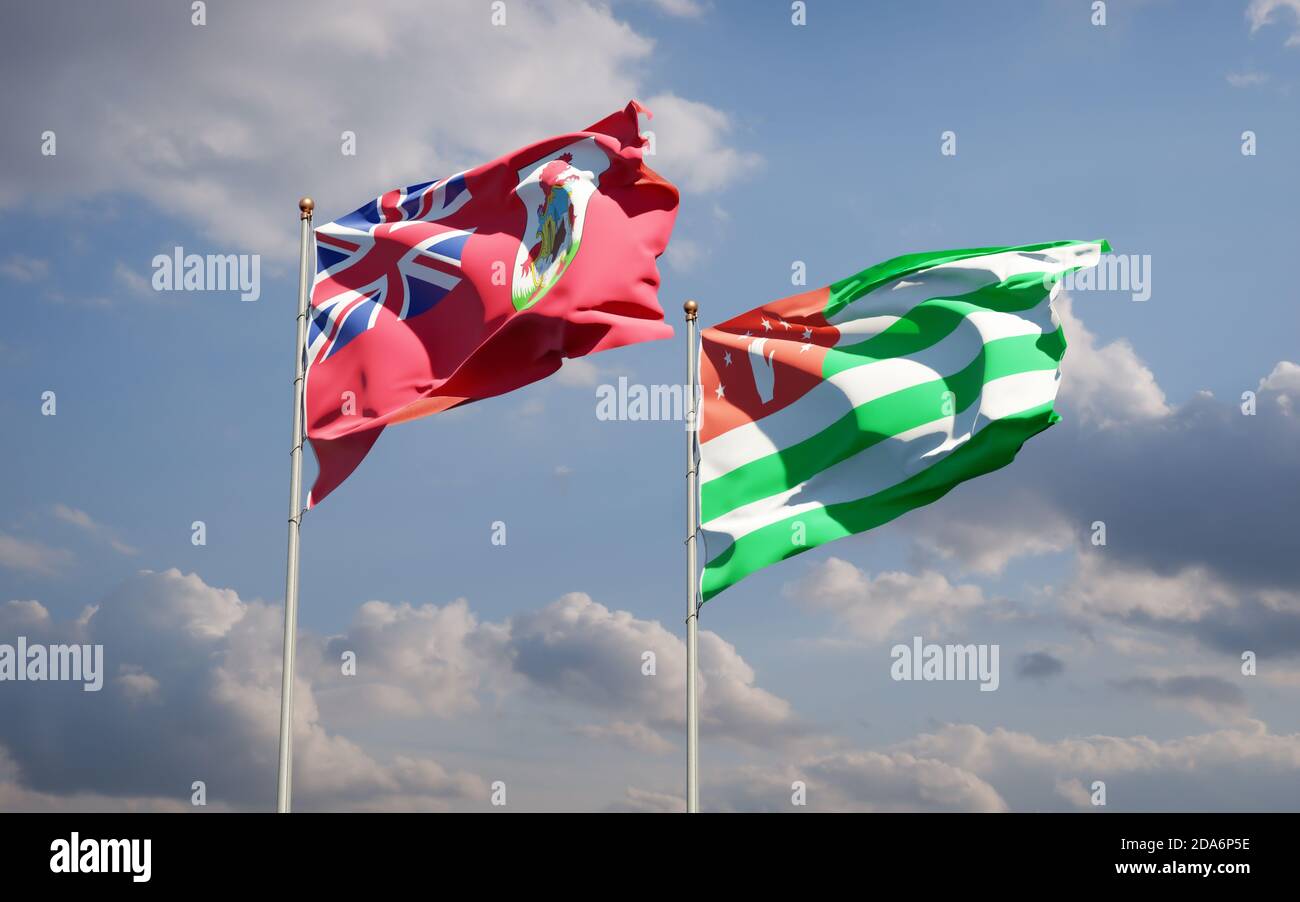 Beautiful national state flags of Abkhazia and Bermuda together at the ...